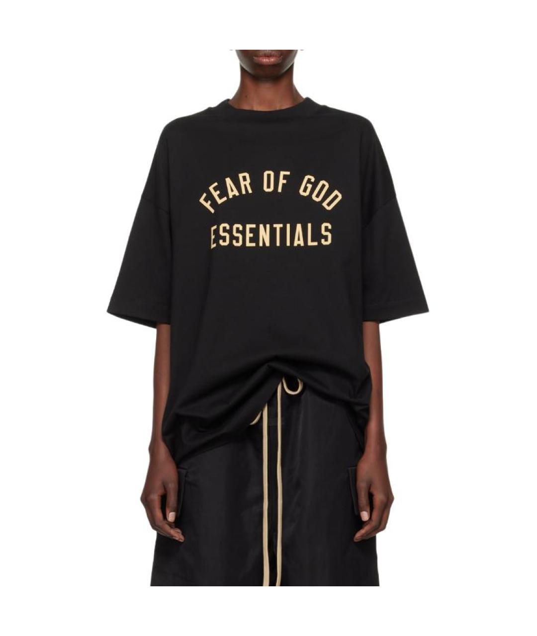 FEAR OF GOD ESSENTIALS Черная хлопковая футболка, фото 3