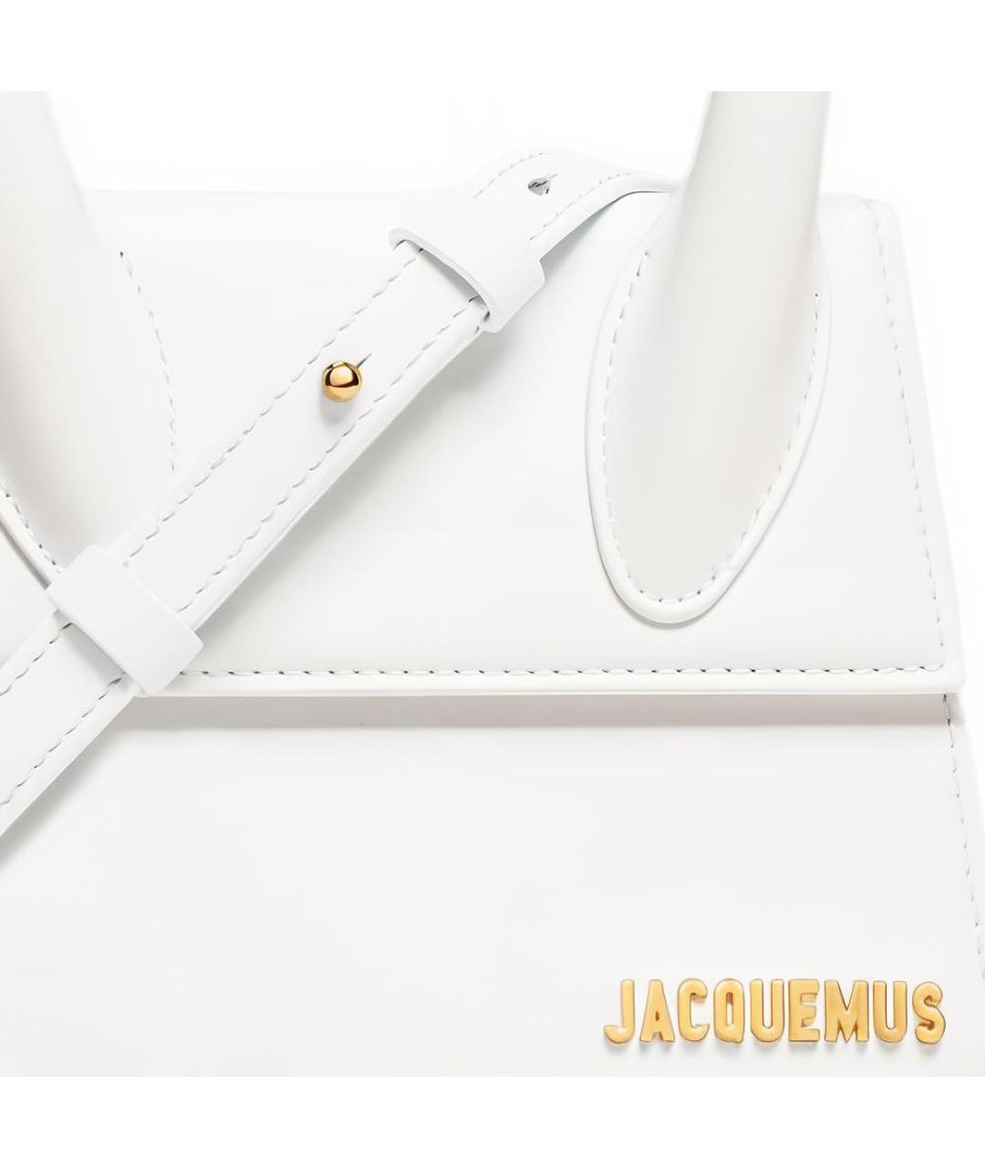 JACQUEMUS Белая кожаная сумка через плечо, фото 4