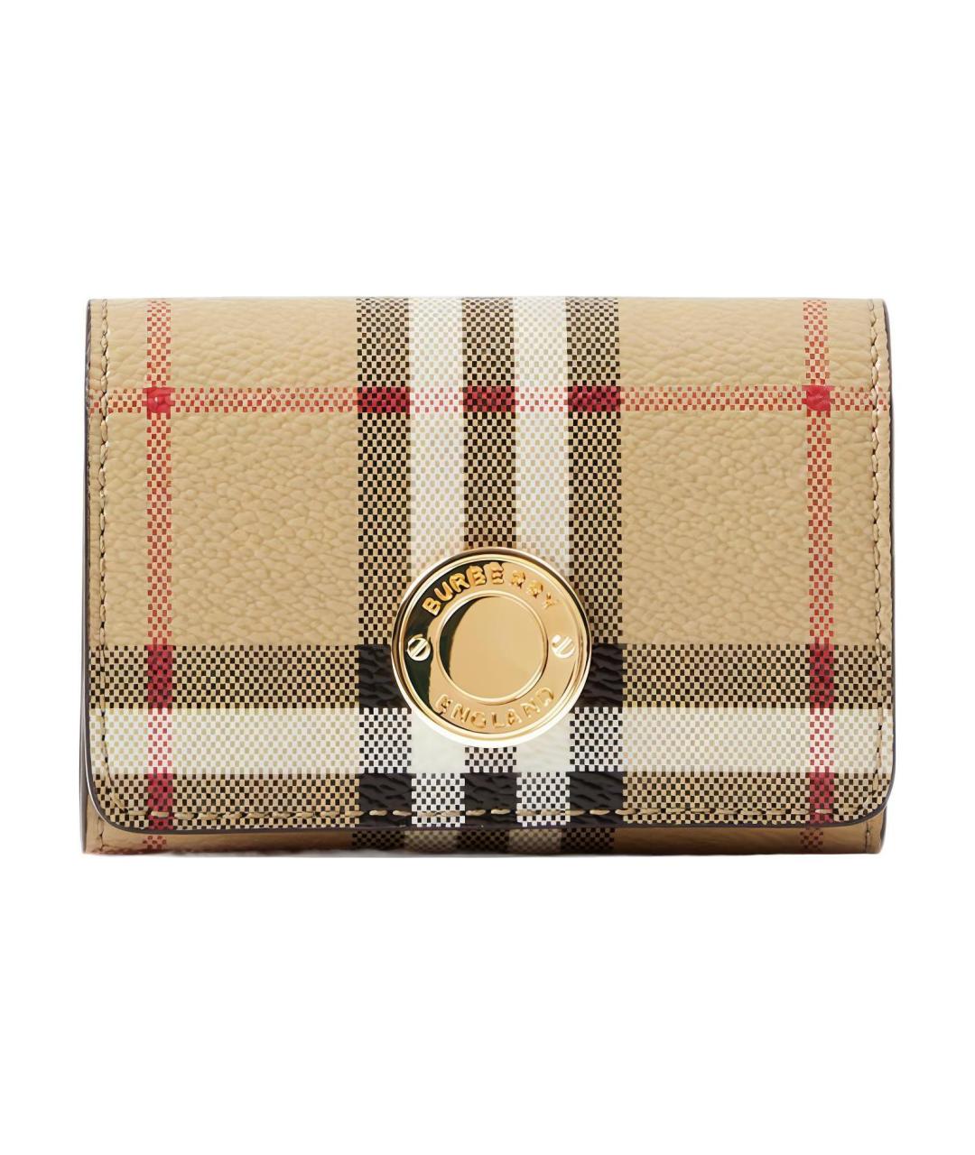 BURBERRY Бежевый кожаный кардхолдер, фото 1