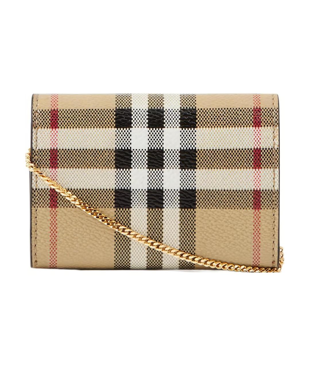 BURBERRY Бежевый кожаный кардхолдер, фото 3