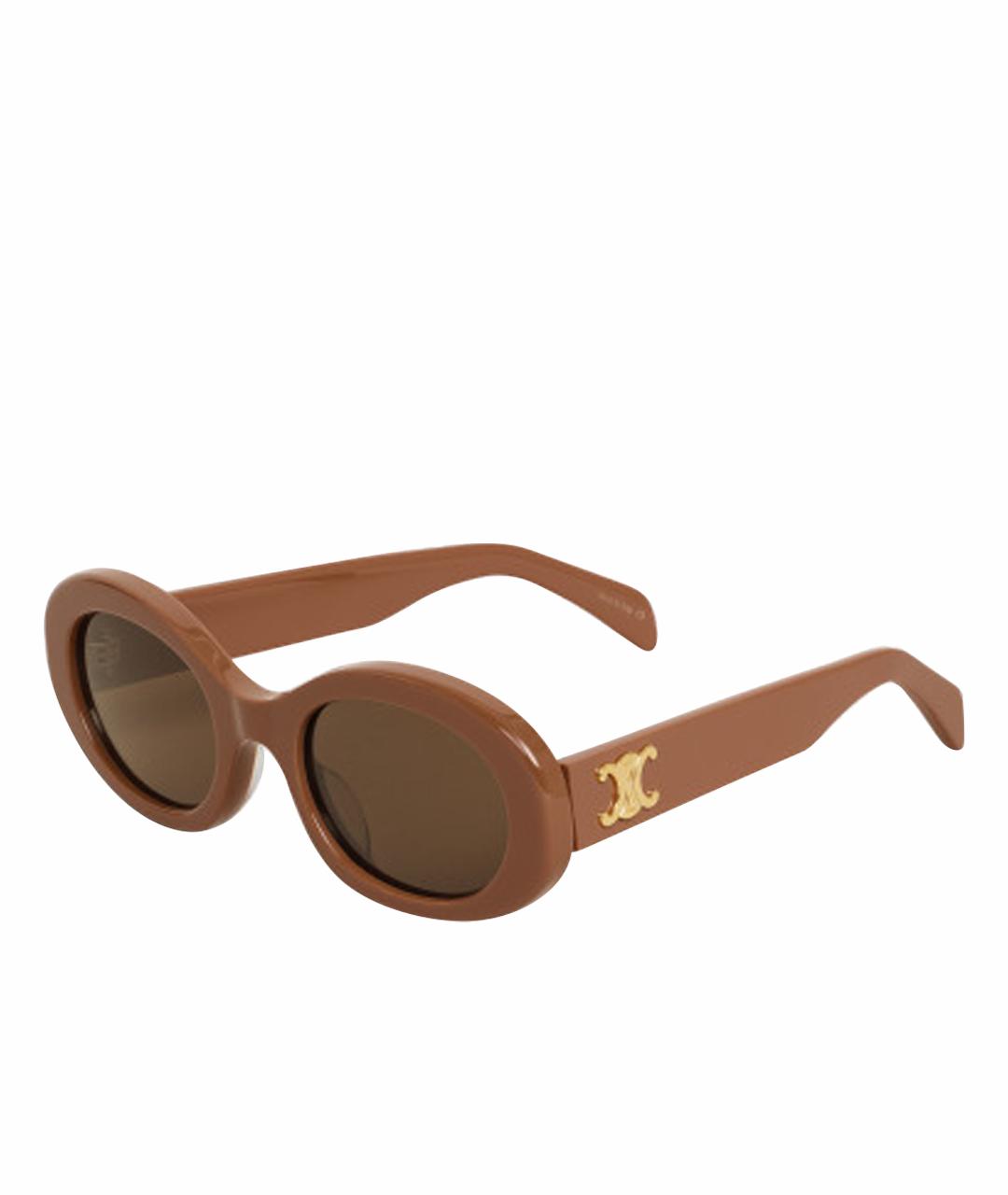 CELINE Коричневые пластиковые солнцезащитные очки, фото 1