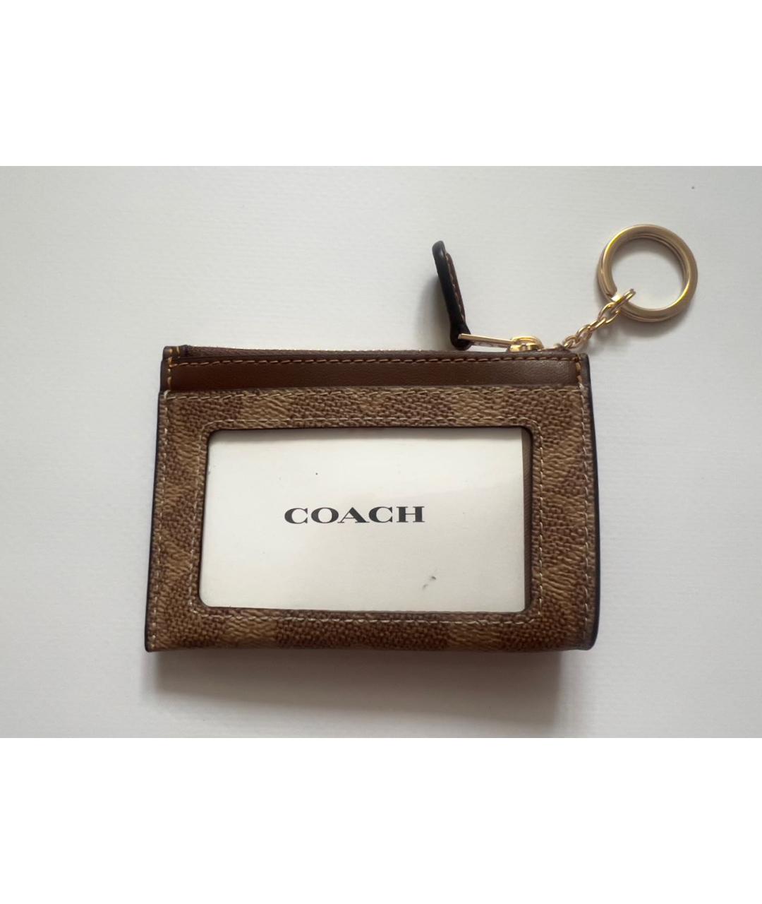 COACH Коричневый кардхолдер из лакированной кожи, фото 2