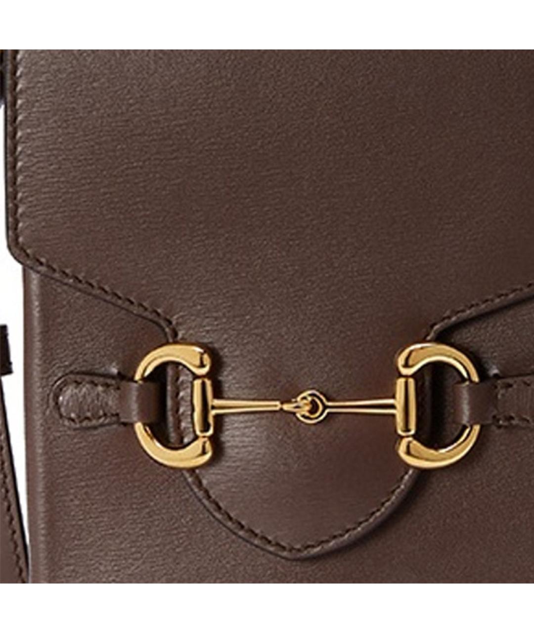 GUCCI Коричневая кожаная сумка через плечо, фото 8