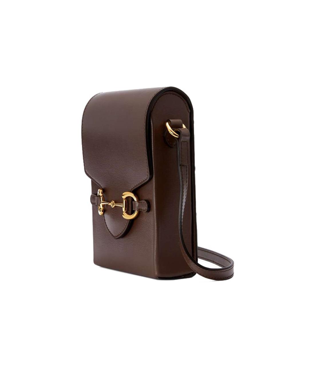 GUCCI Коричневая кожаная сумка через плечо, фото 2