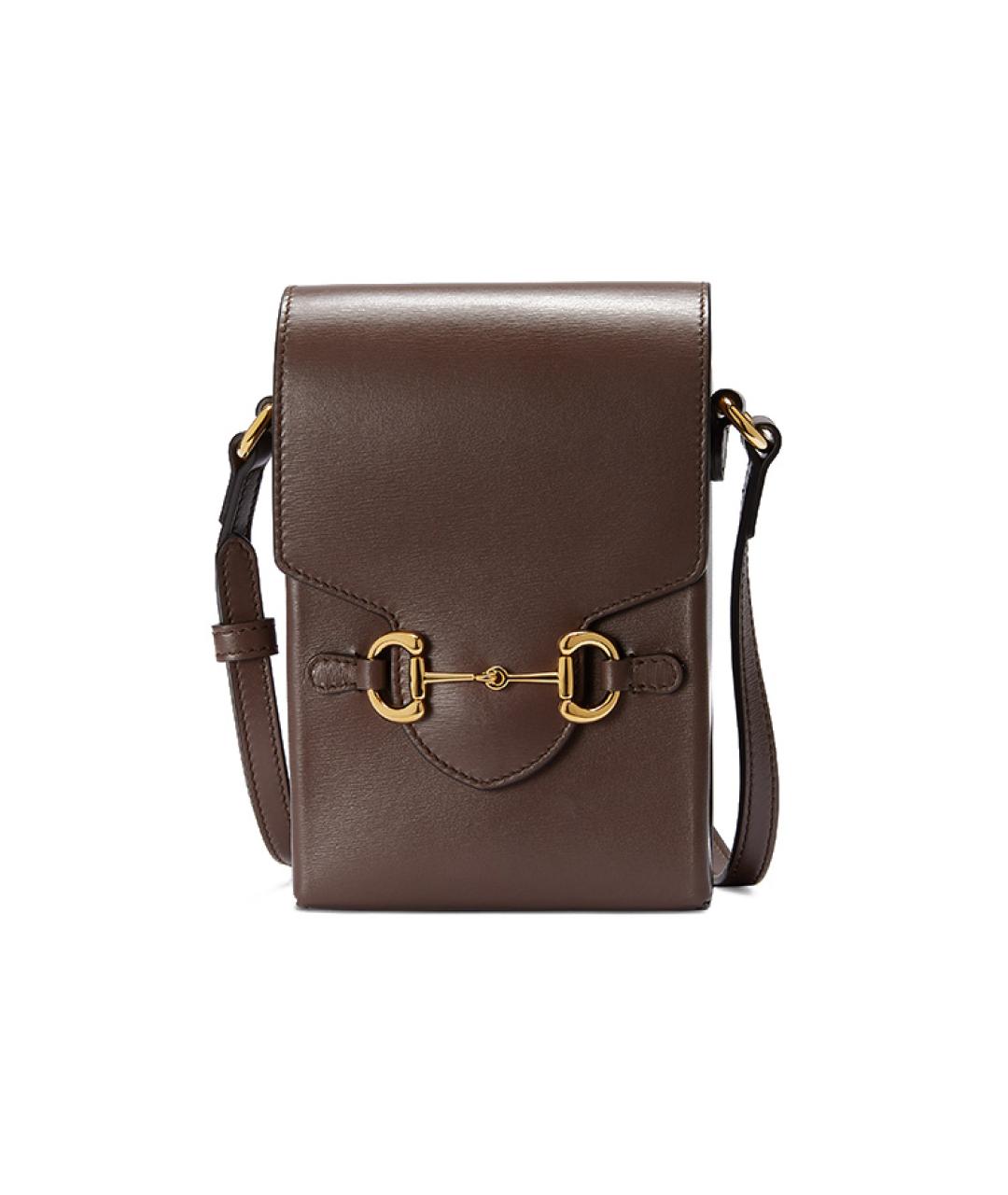 GUCCI Коричневая кожаная сумка через плечо, фото 1
