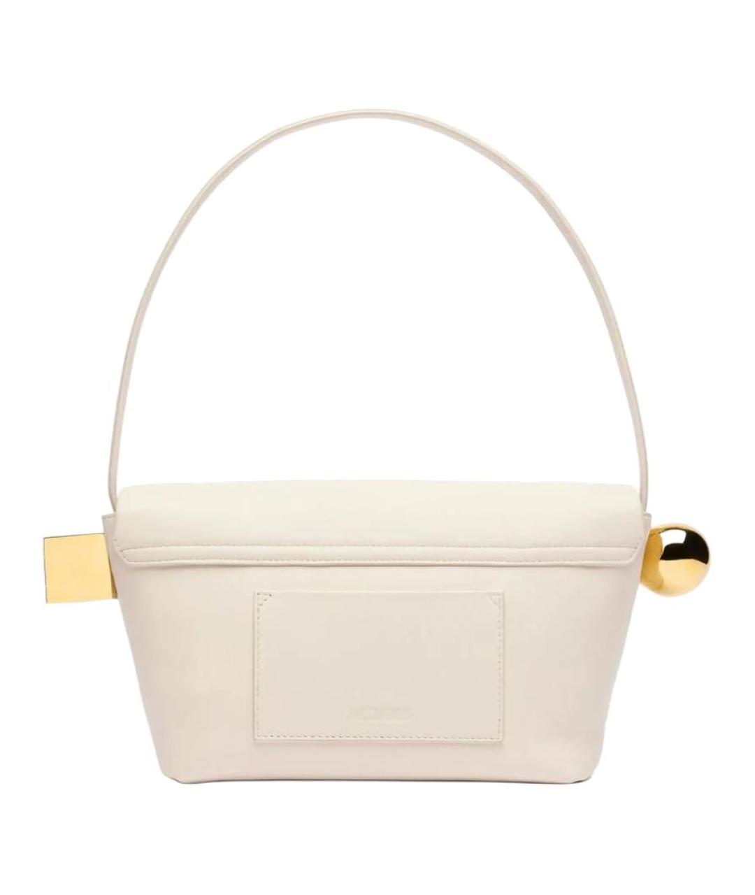 JACQUEMUS Белая кожаная сумка через плечо, фото 4