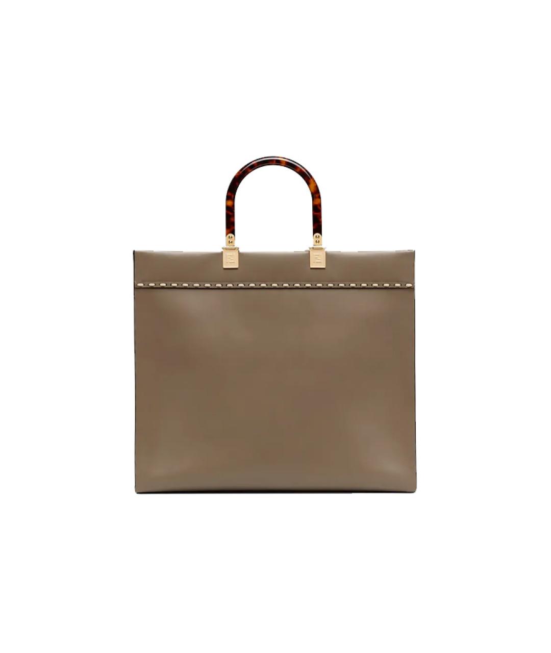 FENDI Серая кожаная сумка тоут, фото 3