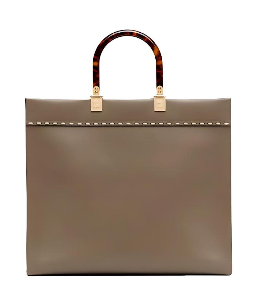 FENDI Серая кожаная сумка тоут, фото 5
