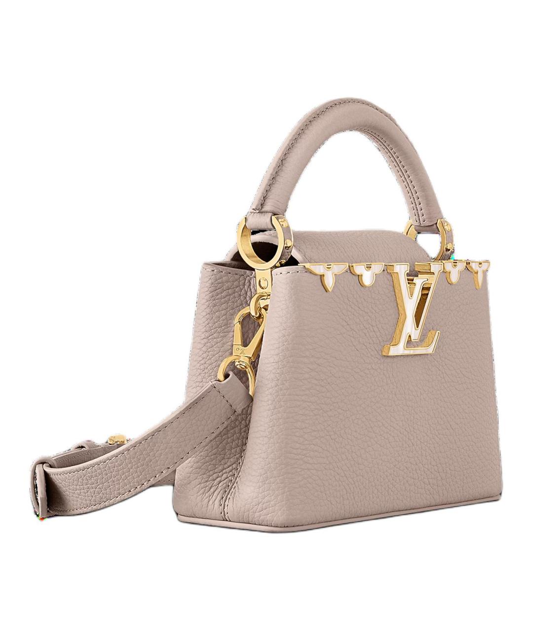 LOUIS VUITTON Бежевая кожаная сумка через плечо, фото 2