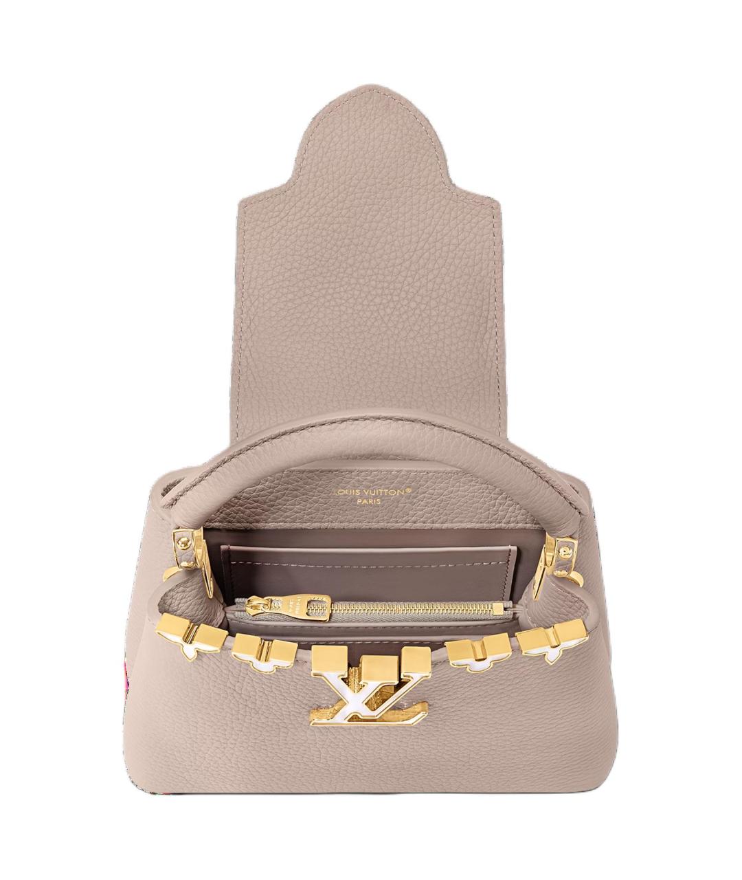 LOUIS VUITTON Бежевая кожаная сумка через плечо, фото 3
