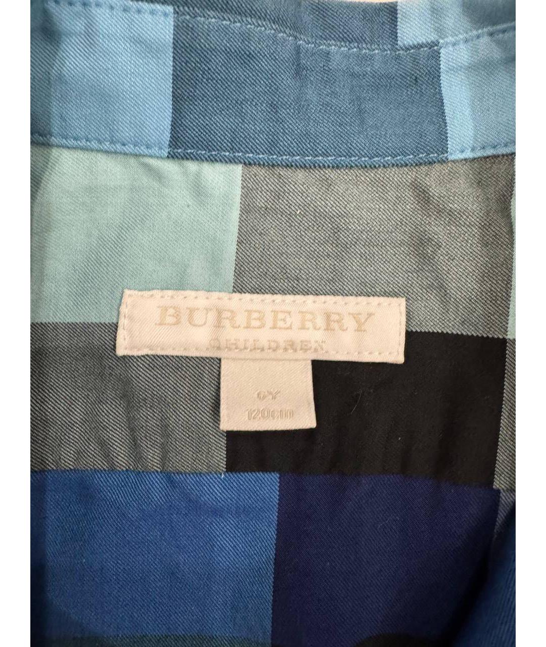 BURBERRY Темно-синяя хлопковая детская рубашка, фото 3