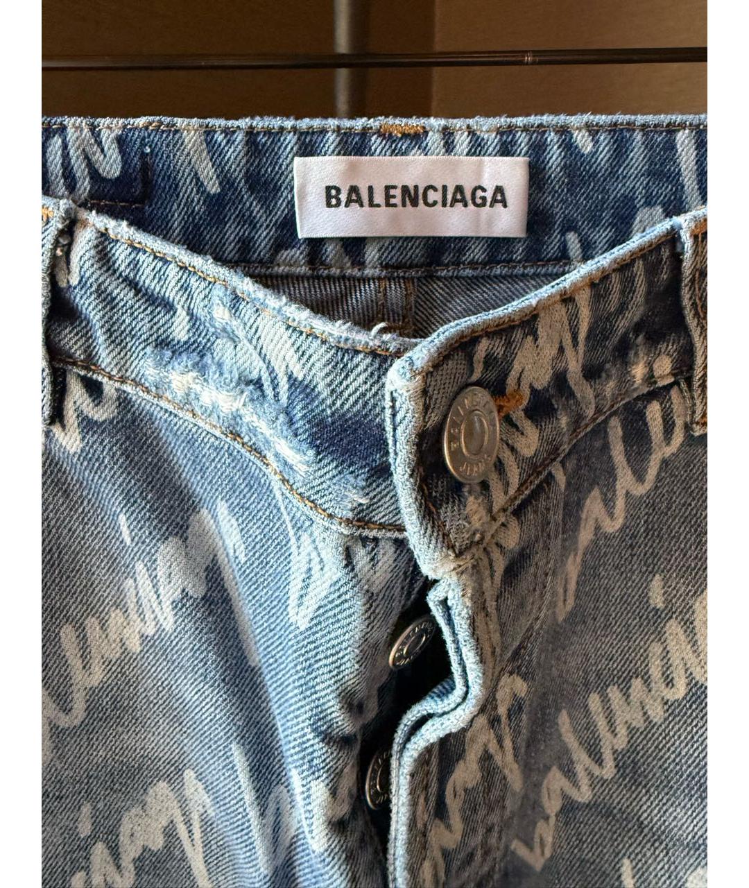 BALENCIAGA Синие хлопковые прямые джинсы, фото 3