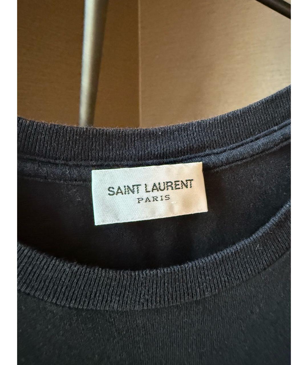 SAINT LAURENT Черная хлопковая футболка, фото 4