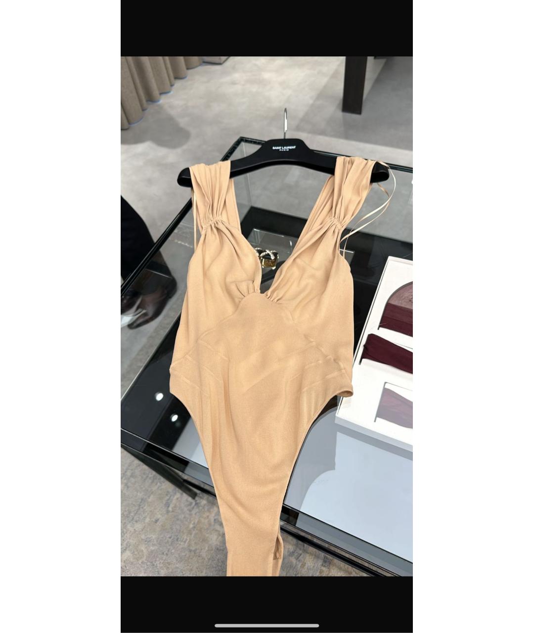 SAINT LAURENT Бежевая шелковая блузы, фото 5