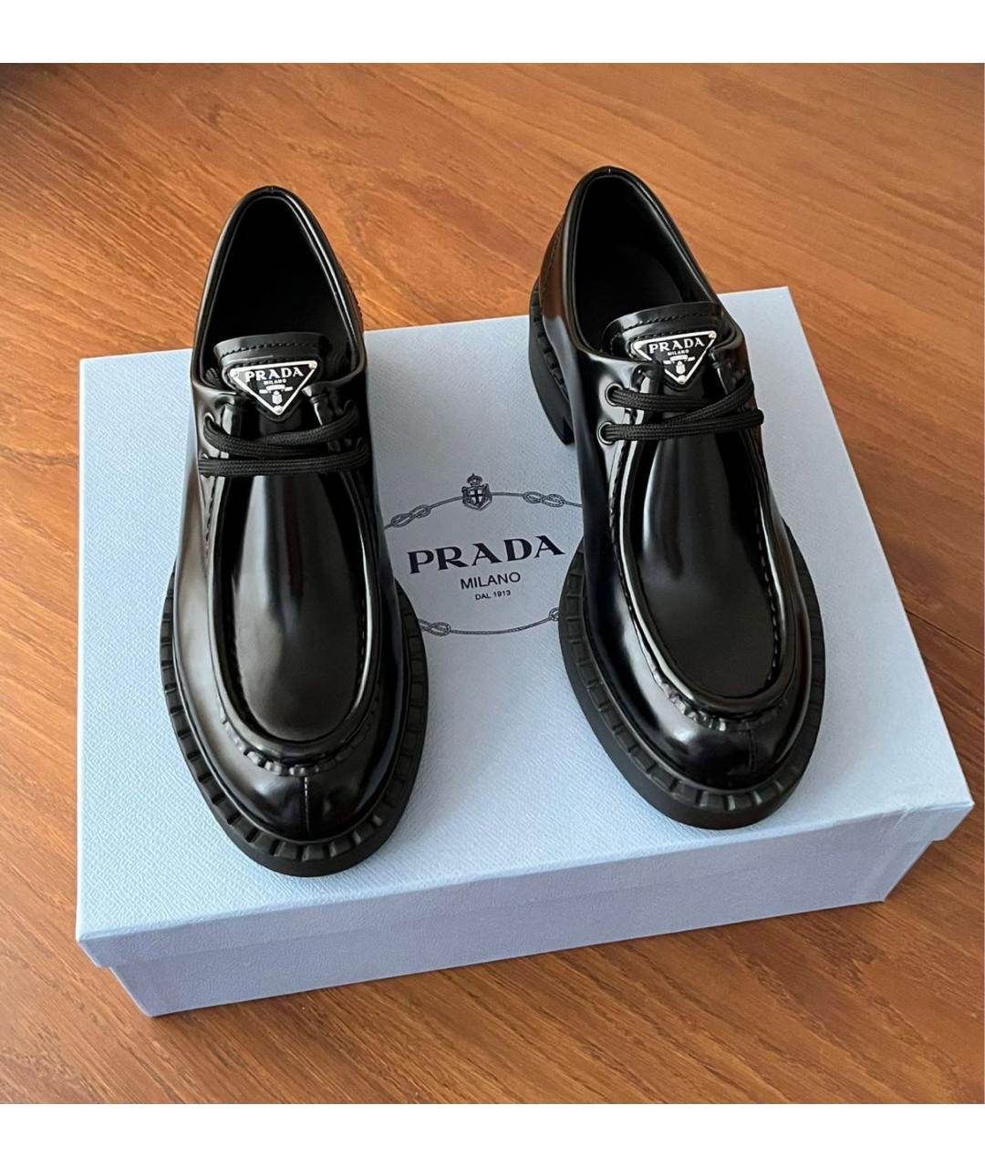 PRADA Черные кожаные лоферы, фото 2