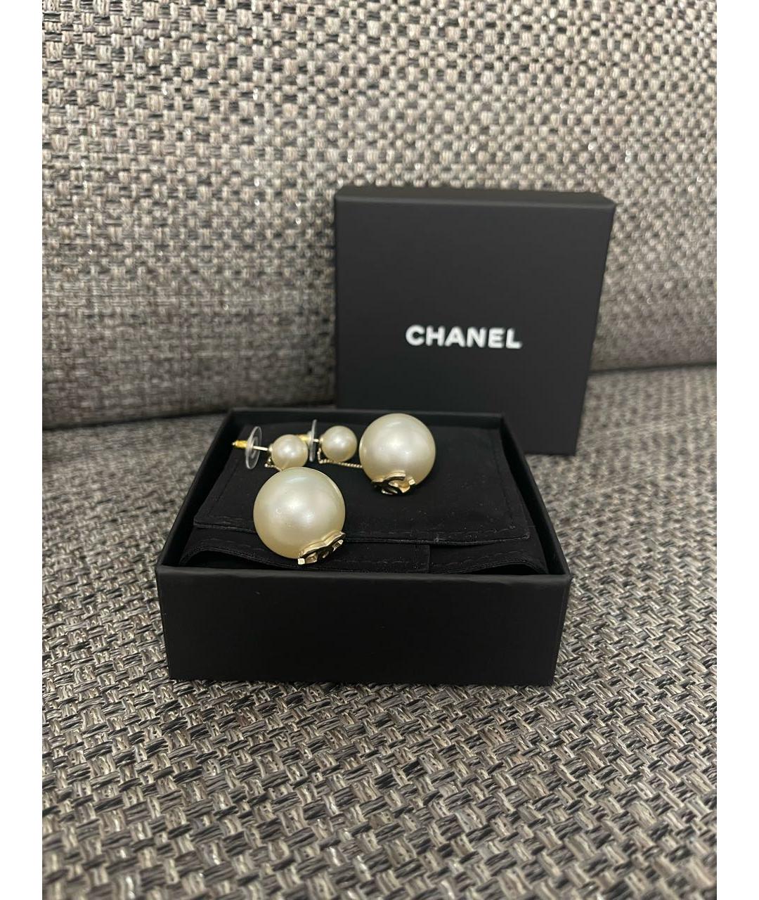 CHANEL Белые серьги, фото 7