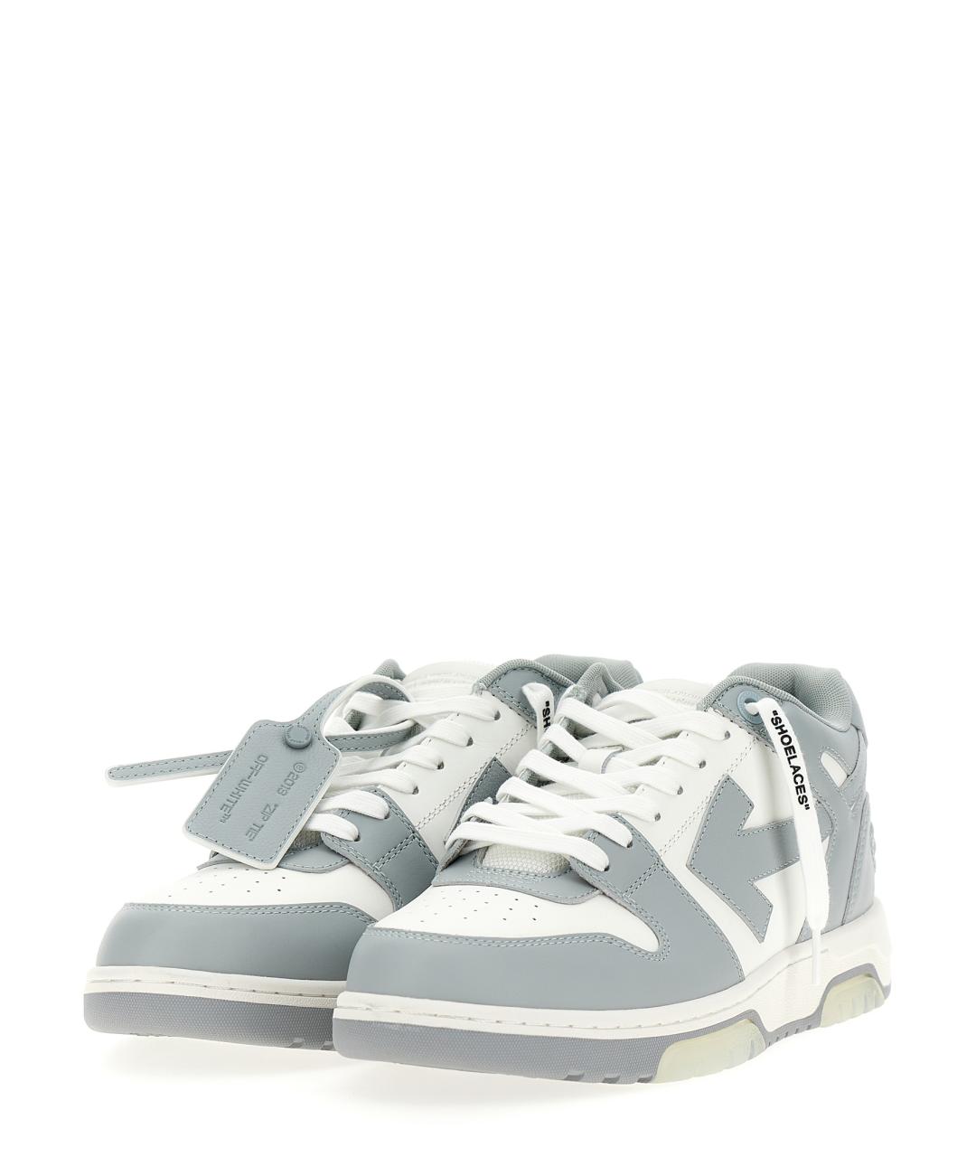 OFF-WHITE Серые кожаные низкие кроссовки / кеды, фото 2