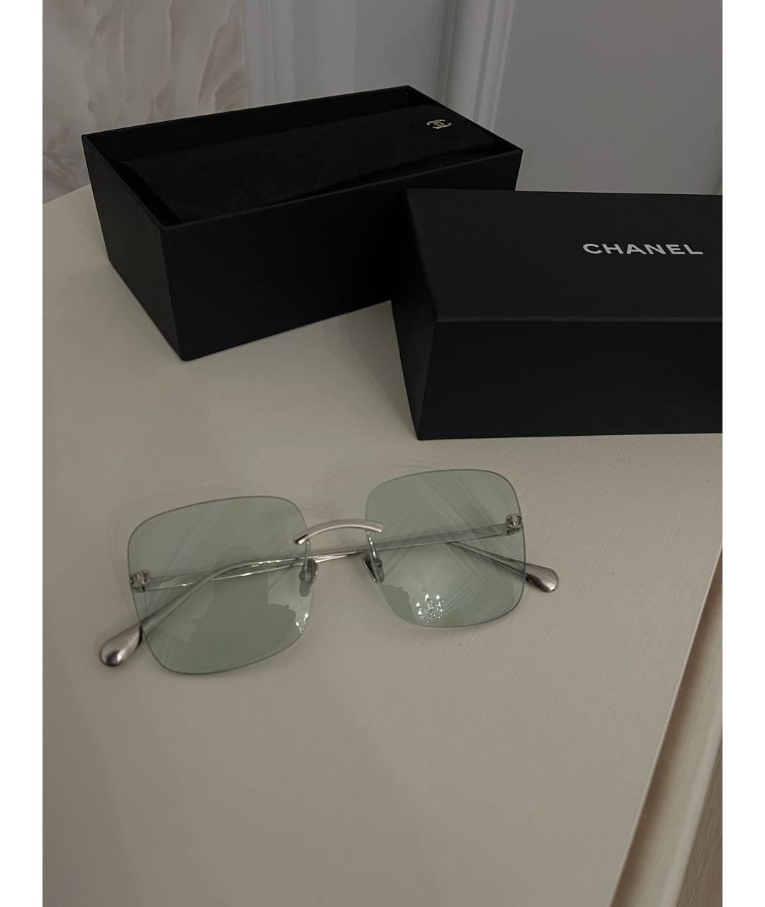 CHANEL Серебряные металлические солнцезащитные очки, фото 3