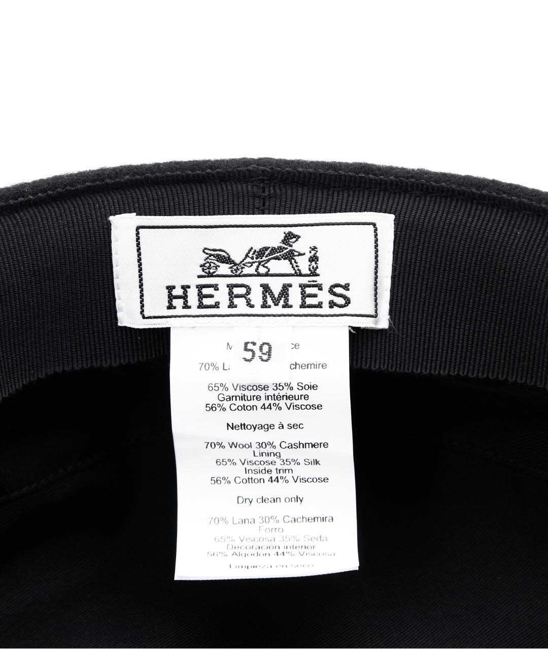 HERMES Черная шерстяная кепка, фото 6