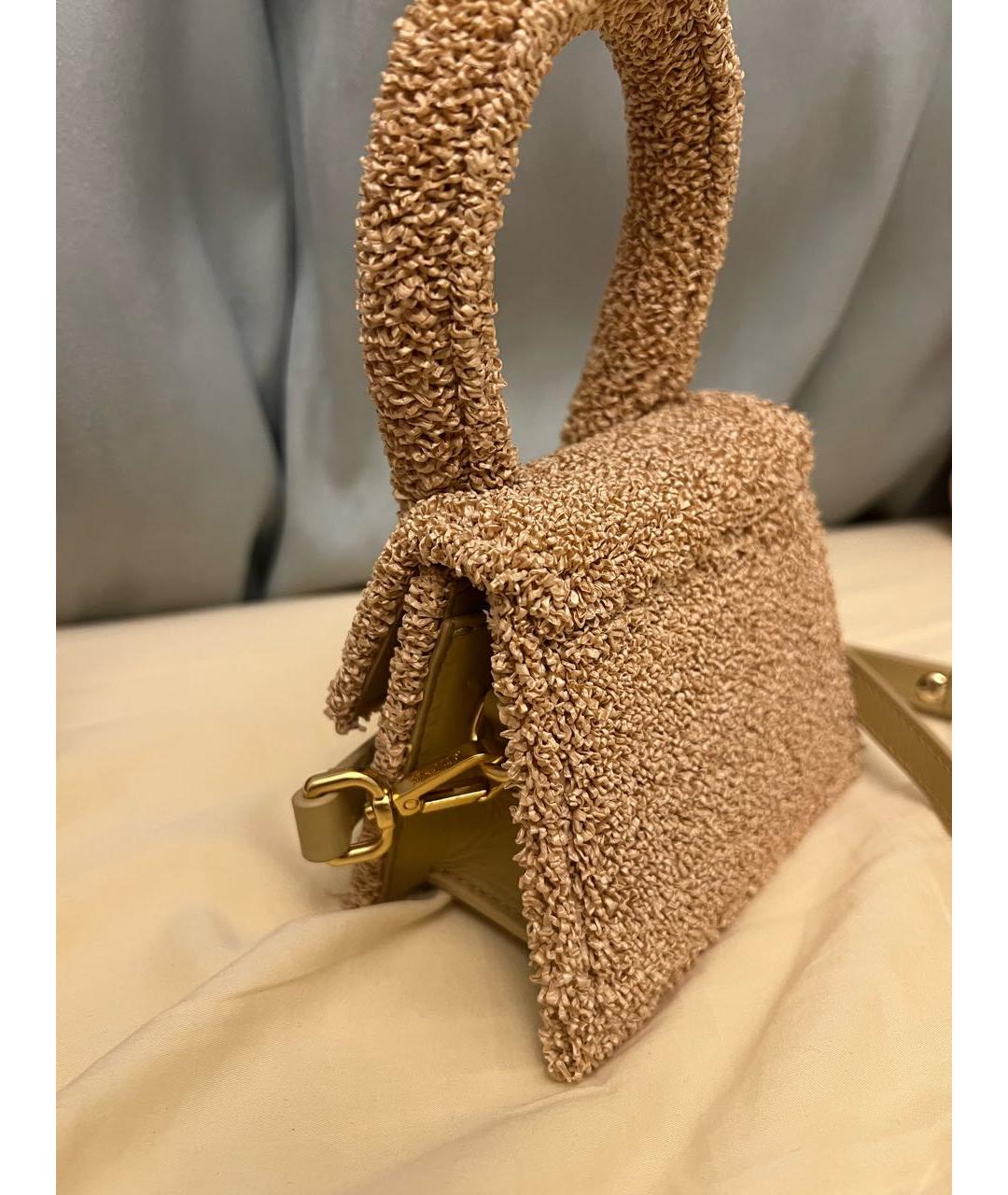 JACQUEMUS Бежевая пелетеная сумка с короткими ручками, фото 2
