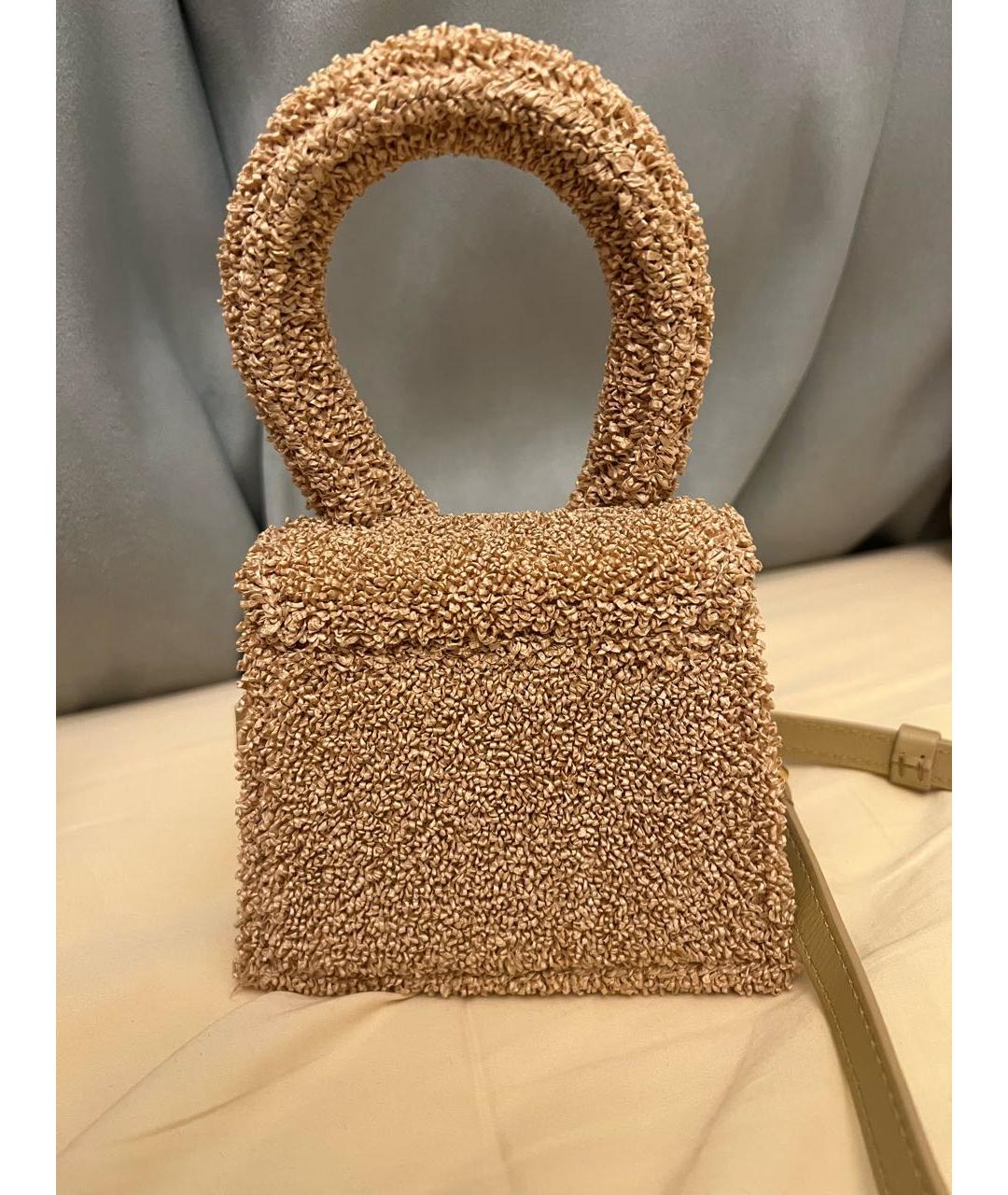 JACQUEMUS Бежевая пелетеная сумка с короткими ручками, фото 3