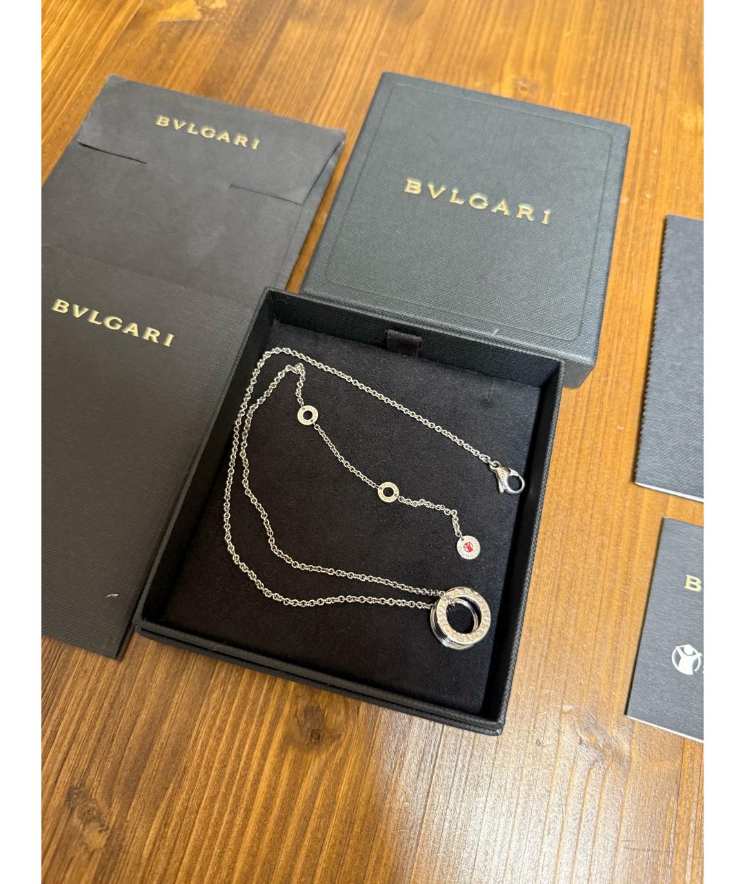 BVLGARI Черная серебряная подвеска, фото 7