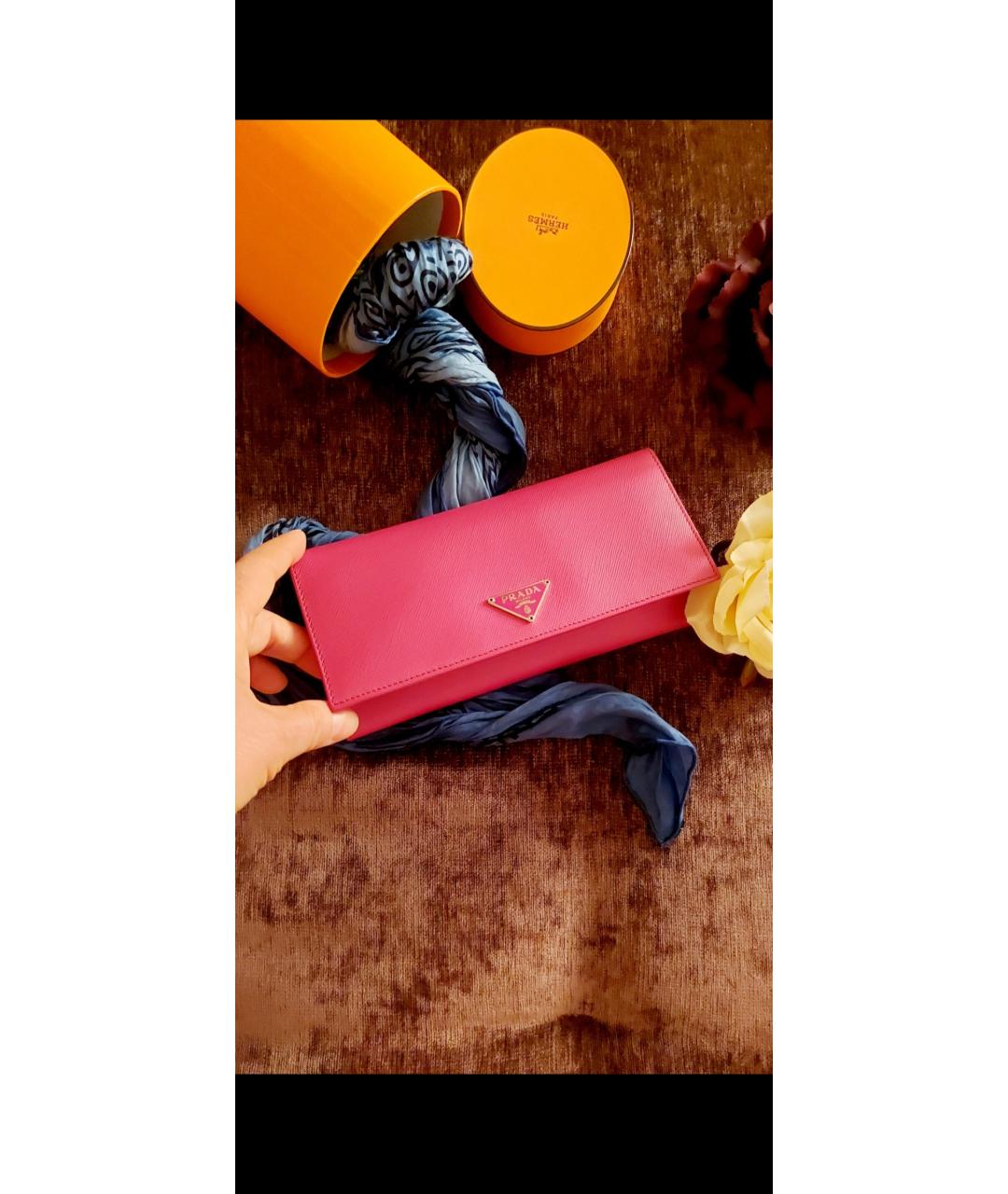 PRADA Фуксия кожаный кошелек, фото 3