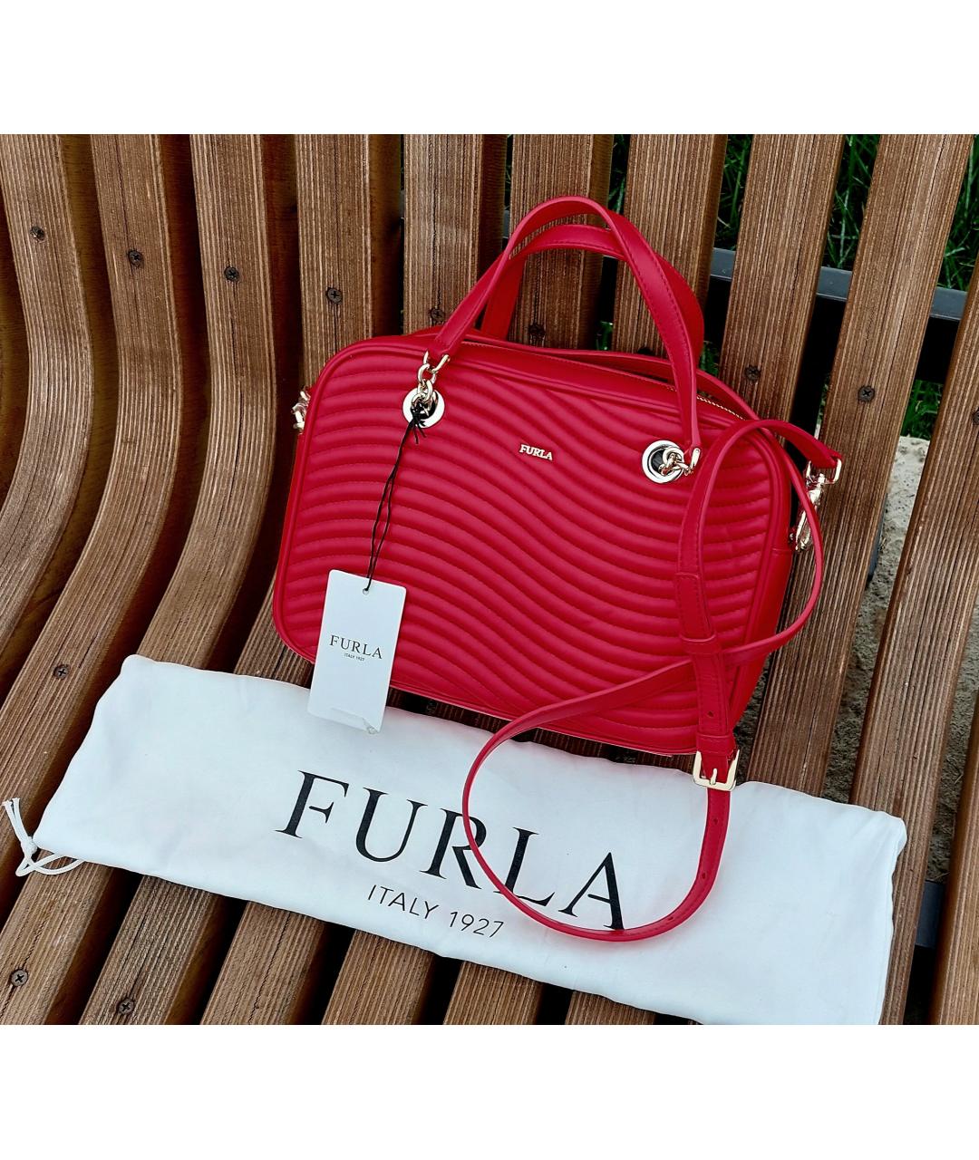 FURLA Красная кожаная сумка через плечо, фото 4