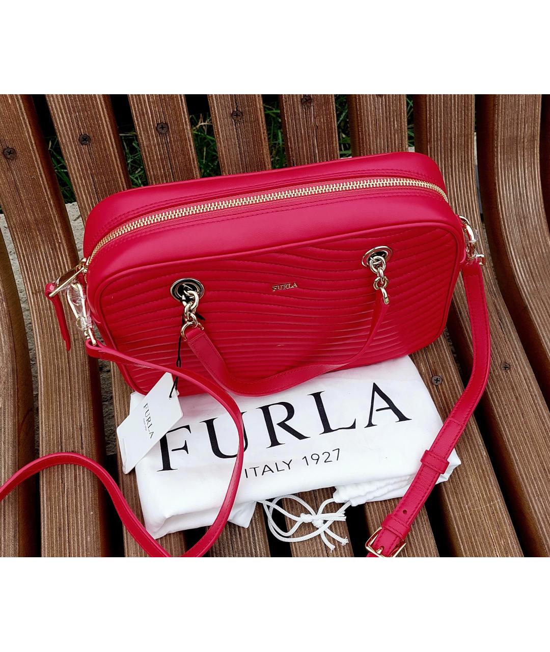 FURLA Красная кожаная сумка через плечо, фото 6