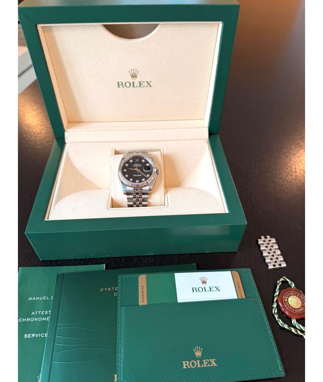 ROLEX Черные часы из белого золота, фото 5