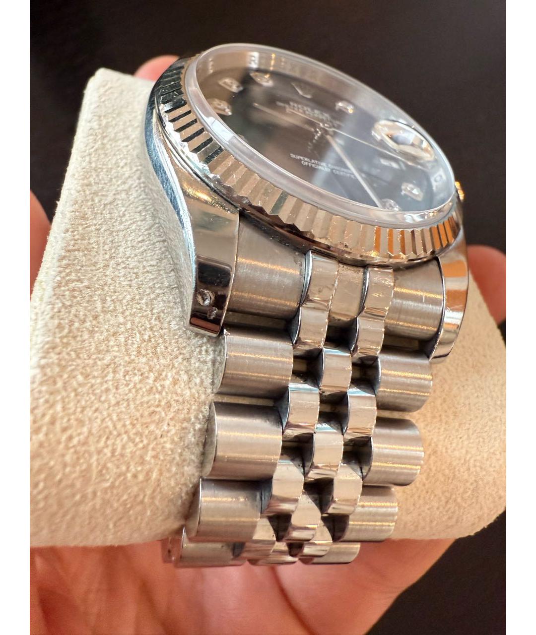 ROLEX Черные часы из белого золота, фото 6