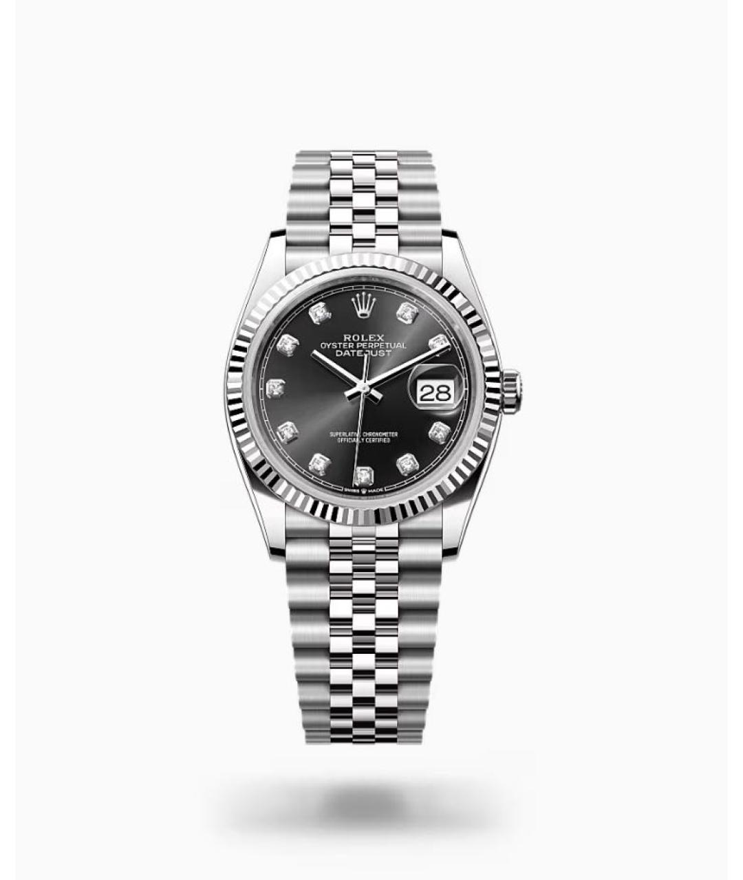 ROLEX Черные часы из белого золота, фото 8