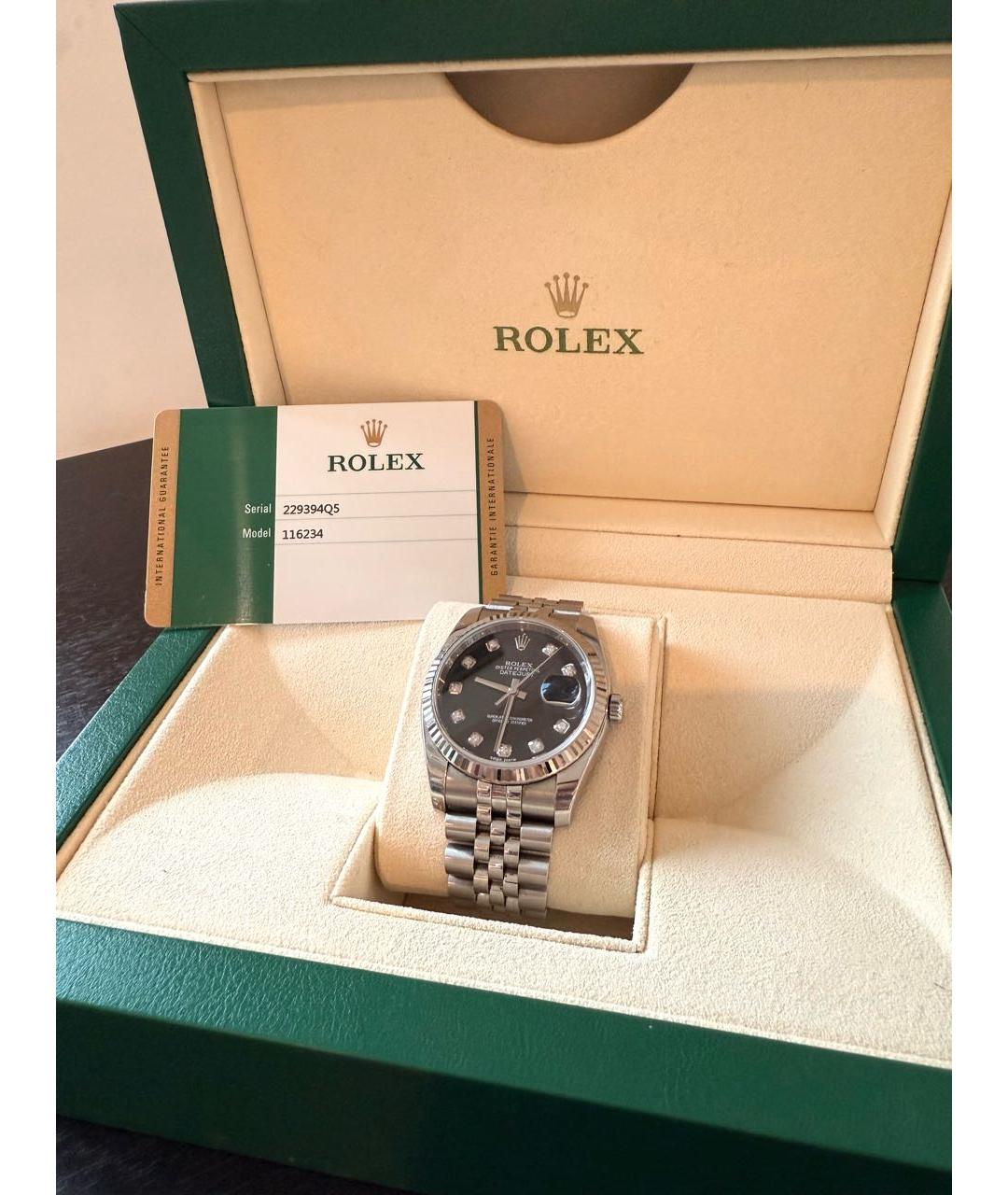 ROLEX Черные часы из белого золота, фото 2