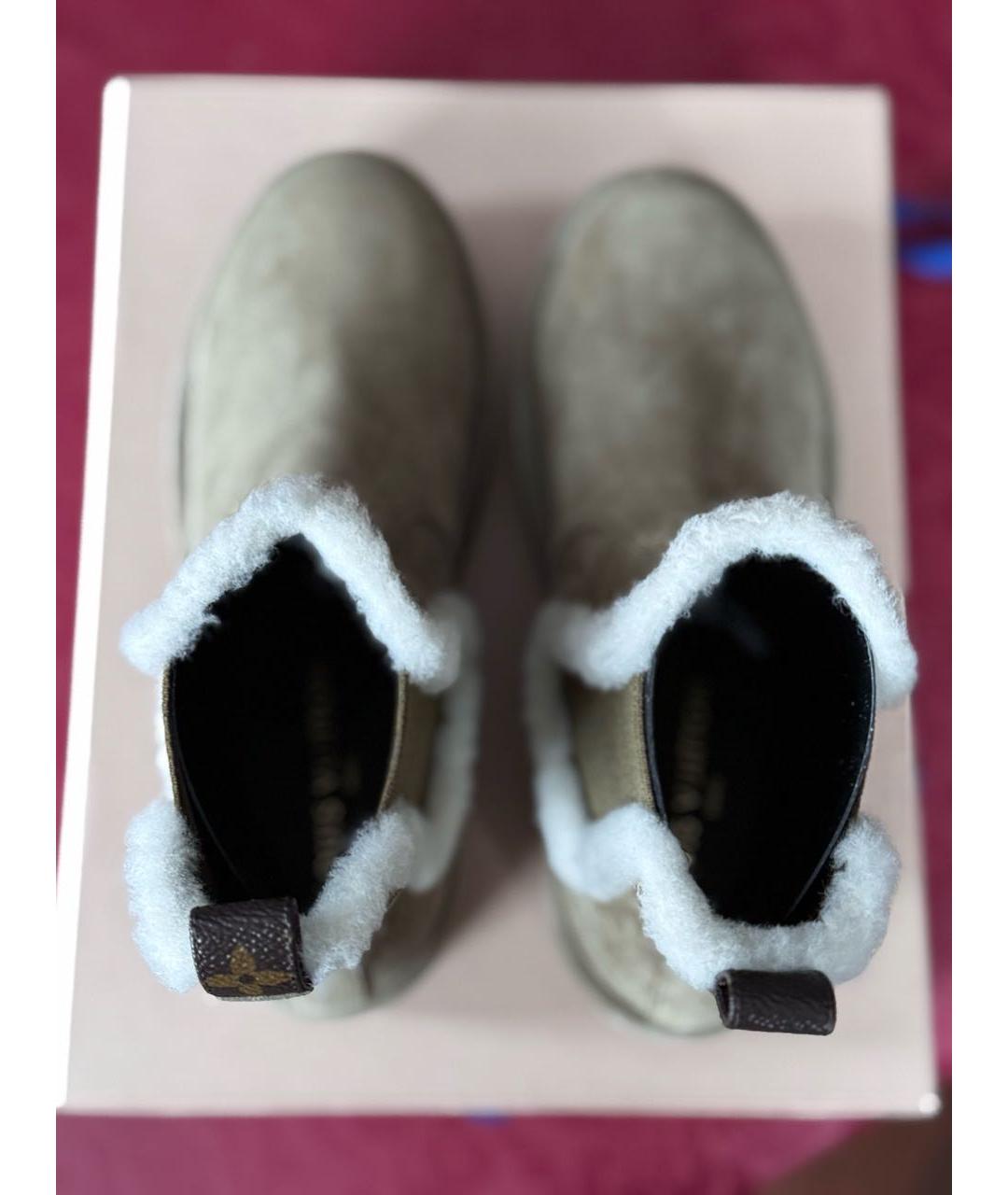 LOUIS VUITTON Хаки замшевые ботинки, фото 3