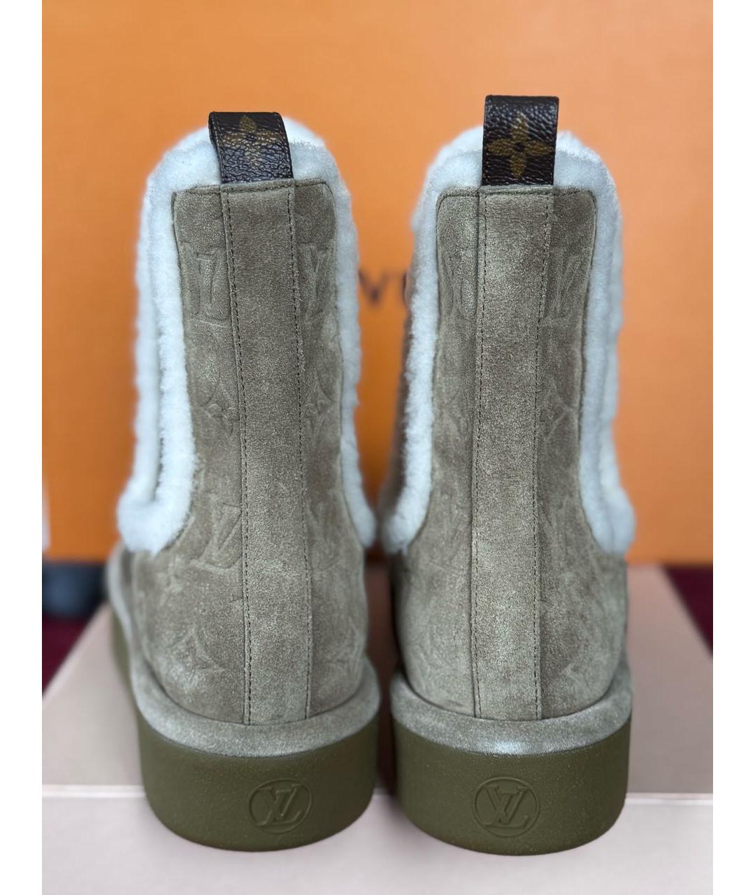 LOUIS VUITTON Хаки замшевые ботинки, фото 4