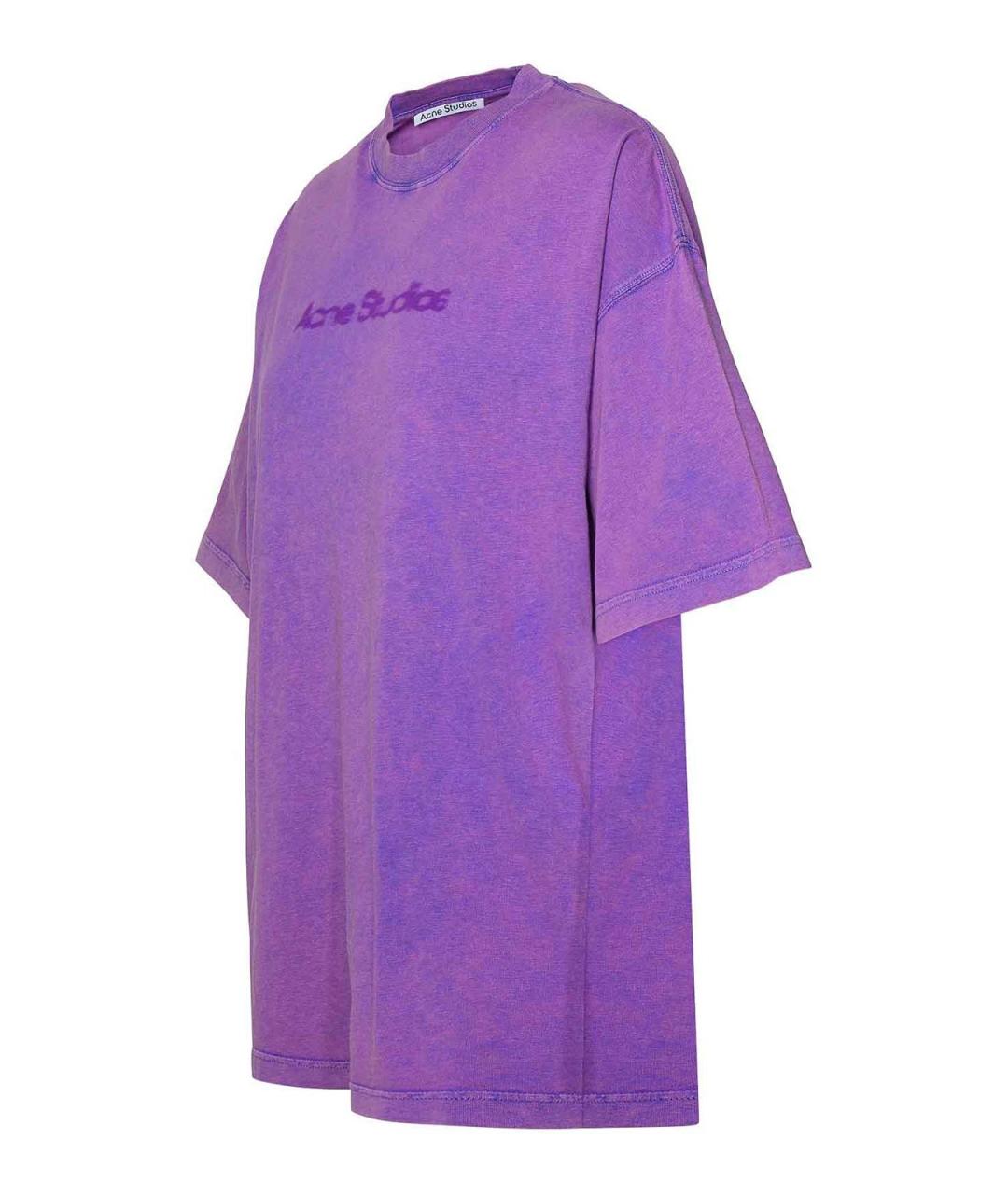 ACNE STUDIOS Фиолетовая хлопковая футболка, фото 3