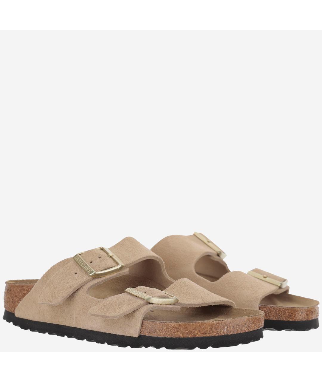 BIRKENSTOCK Бежевые замшевые сандалии, фото 3