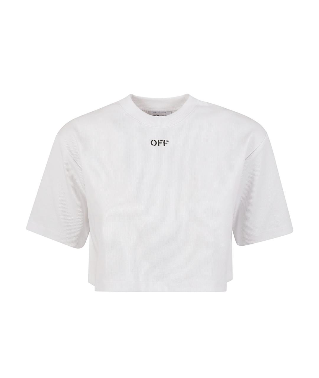 OFF-WHITE Белая хлопковая футболка, фото 1