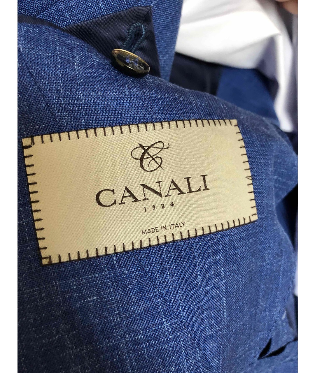 CANALI Синий льняной пиджак, фото 4