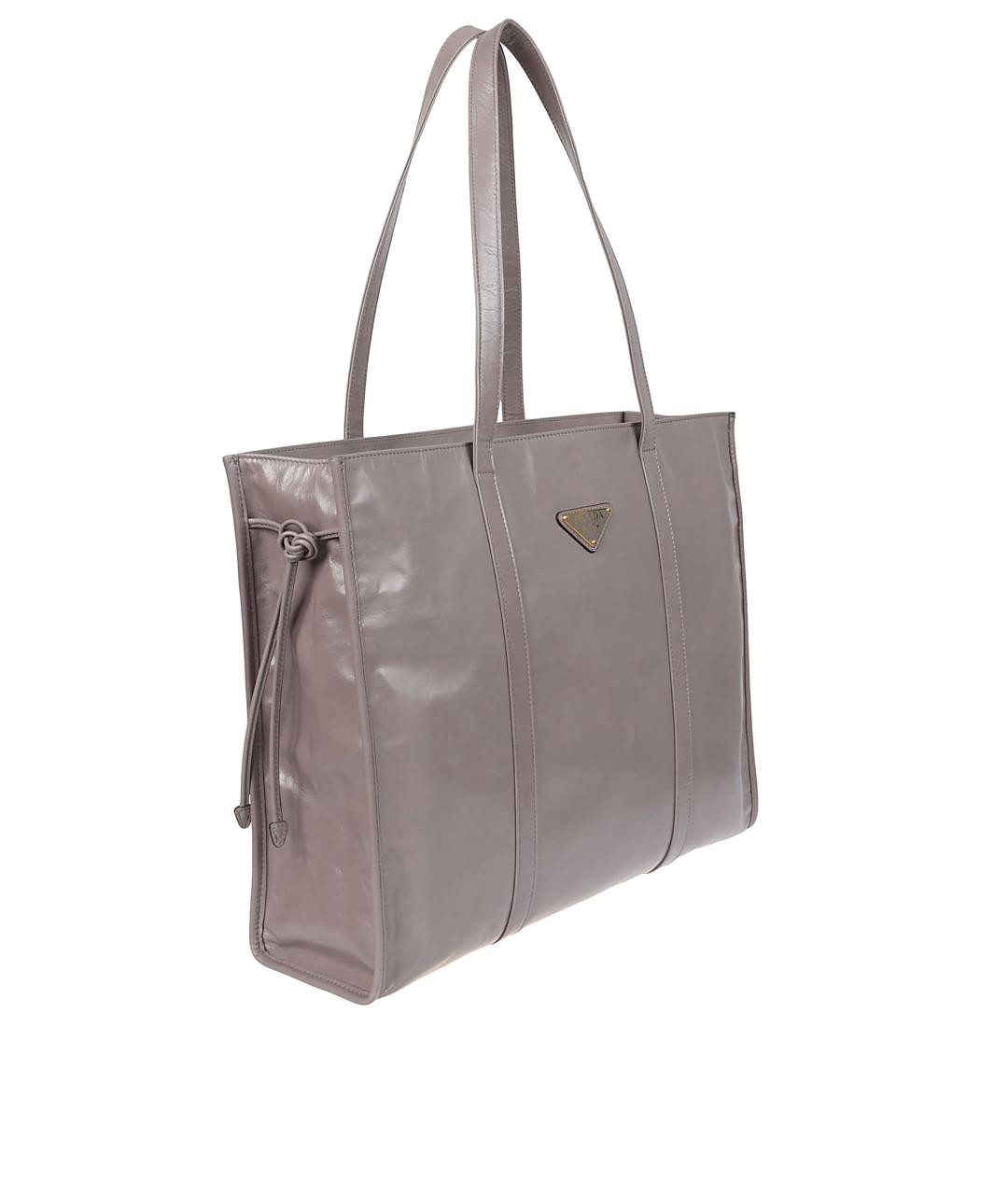 PRADA Серая кожаная сумка тоут, фото 3
