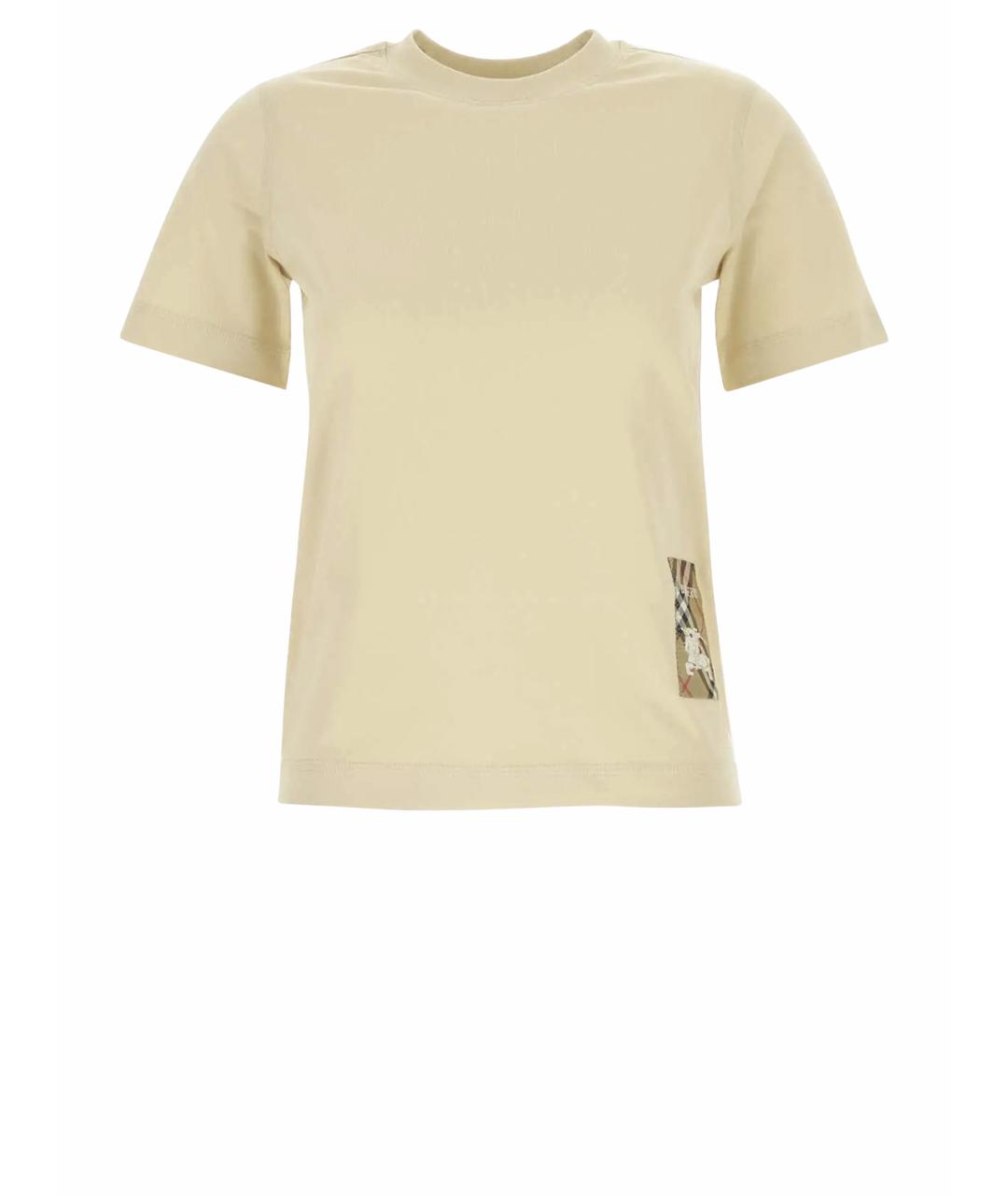 BURBERRY Бежевая хлопковая футболка, фото 1