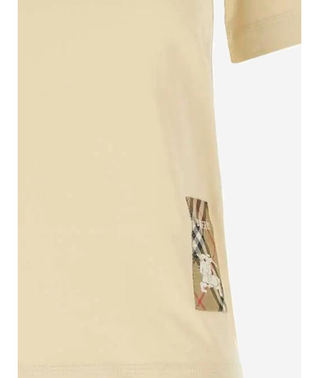 BURBERRY Бежевая хлопковая футболка, фото 3