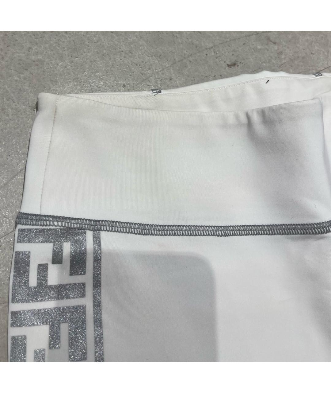FENDI Серебряные полиэстеровые леггинсы и велосипедки, фото 3