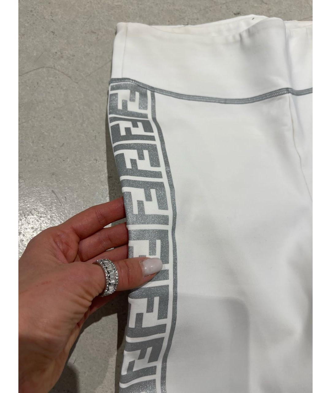 FENDI Серебряные полиэстеровые леггинсы и велосипедки, фото 5