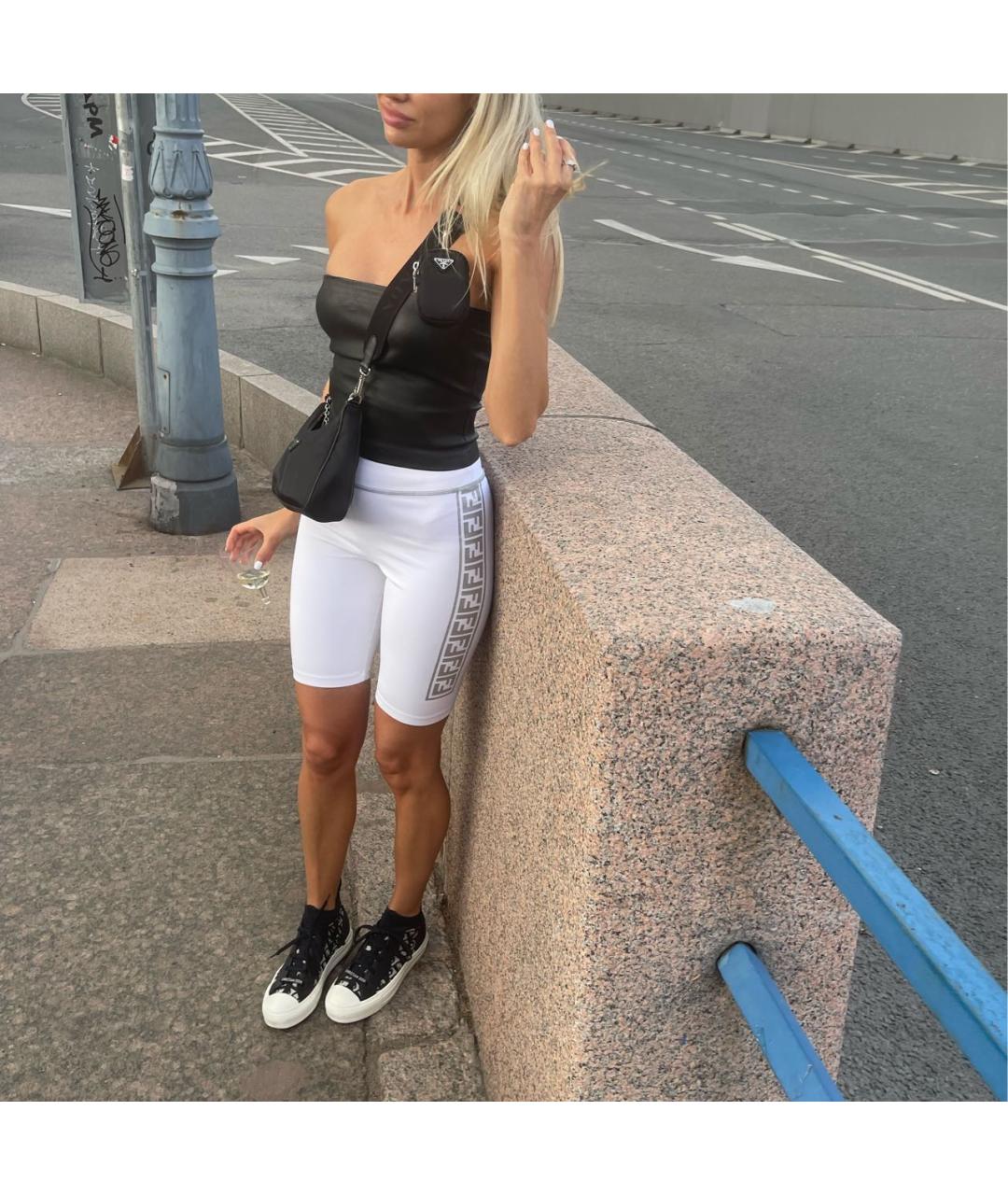 FENDI Серебряные полиэстеровые леггинсы и велосипедки, фото 6