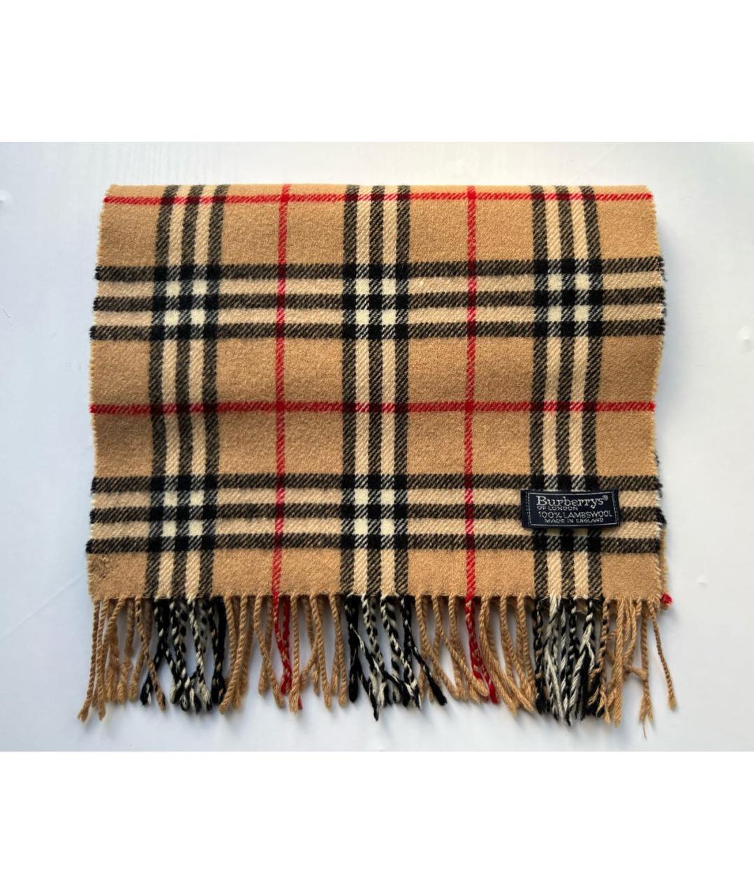 BURBERRY Коричневый шерстяной шарф, фото 7