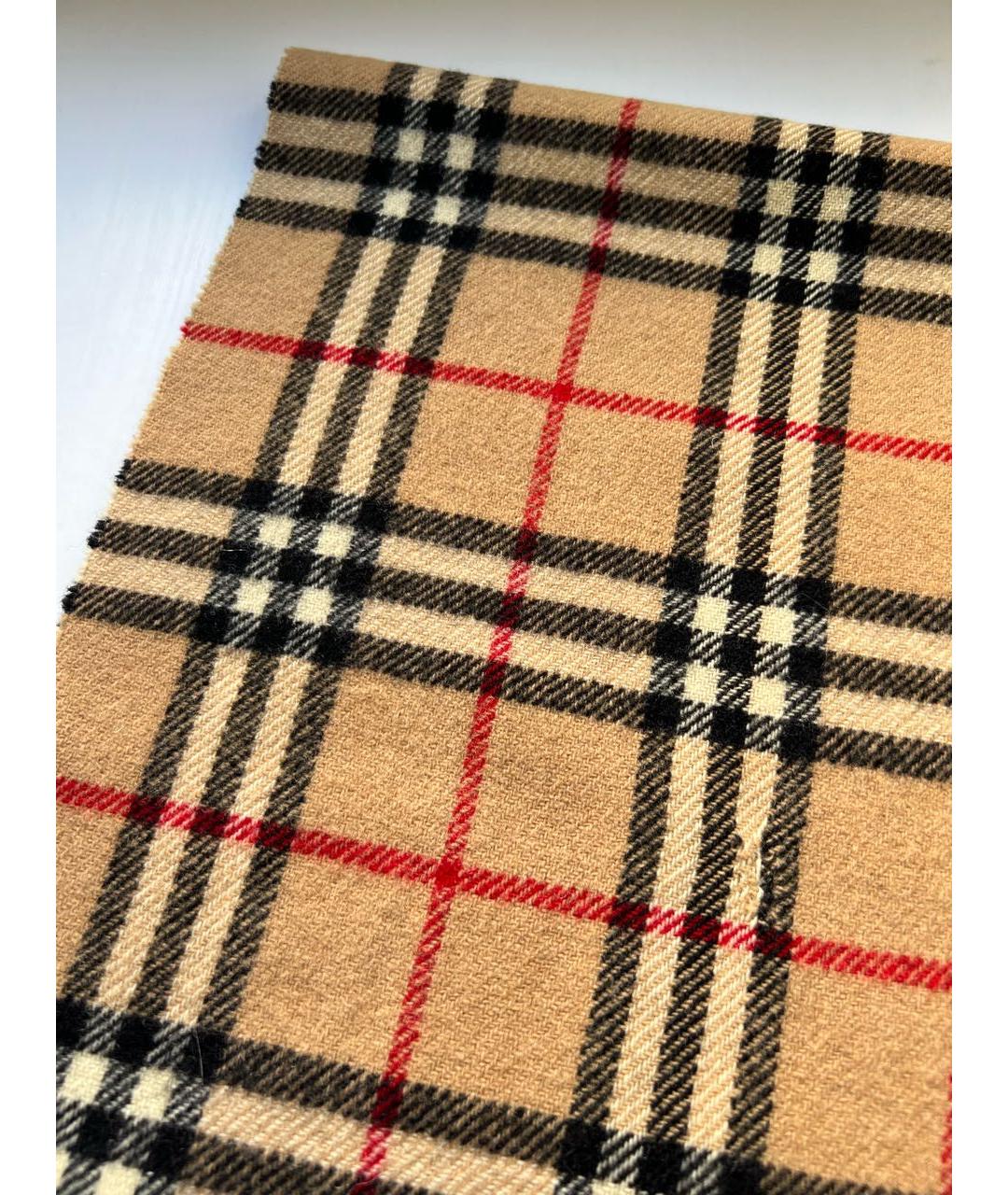 BURBERRY Коричневый шерстяной шарф, фото 6