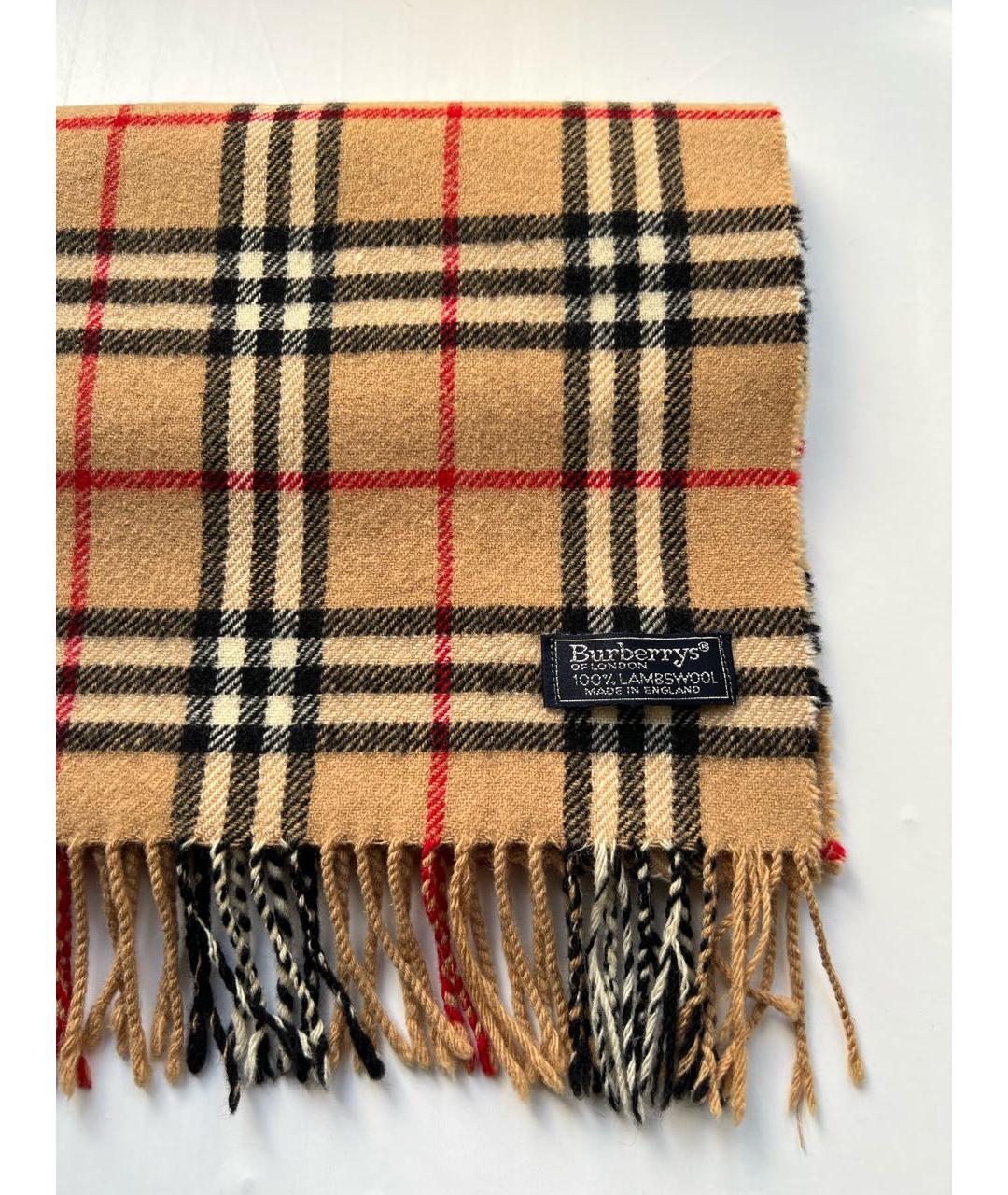 BURBERRY Коричневый шерстяной шарф, фото 3