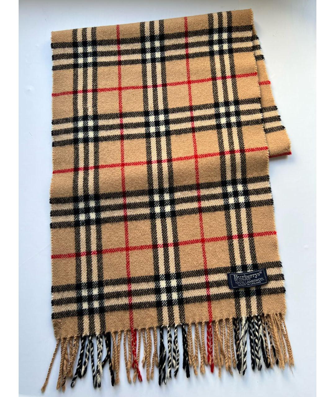 BURBERRY Коричневый шерстяной шарф, фото 4