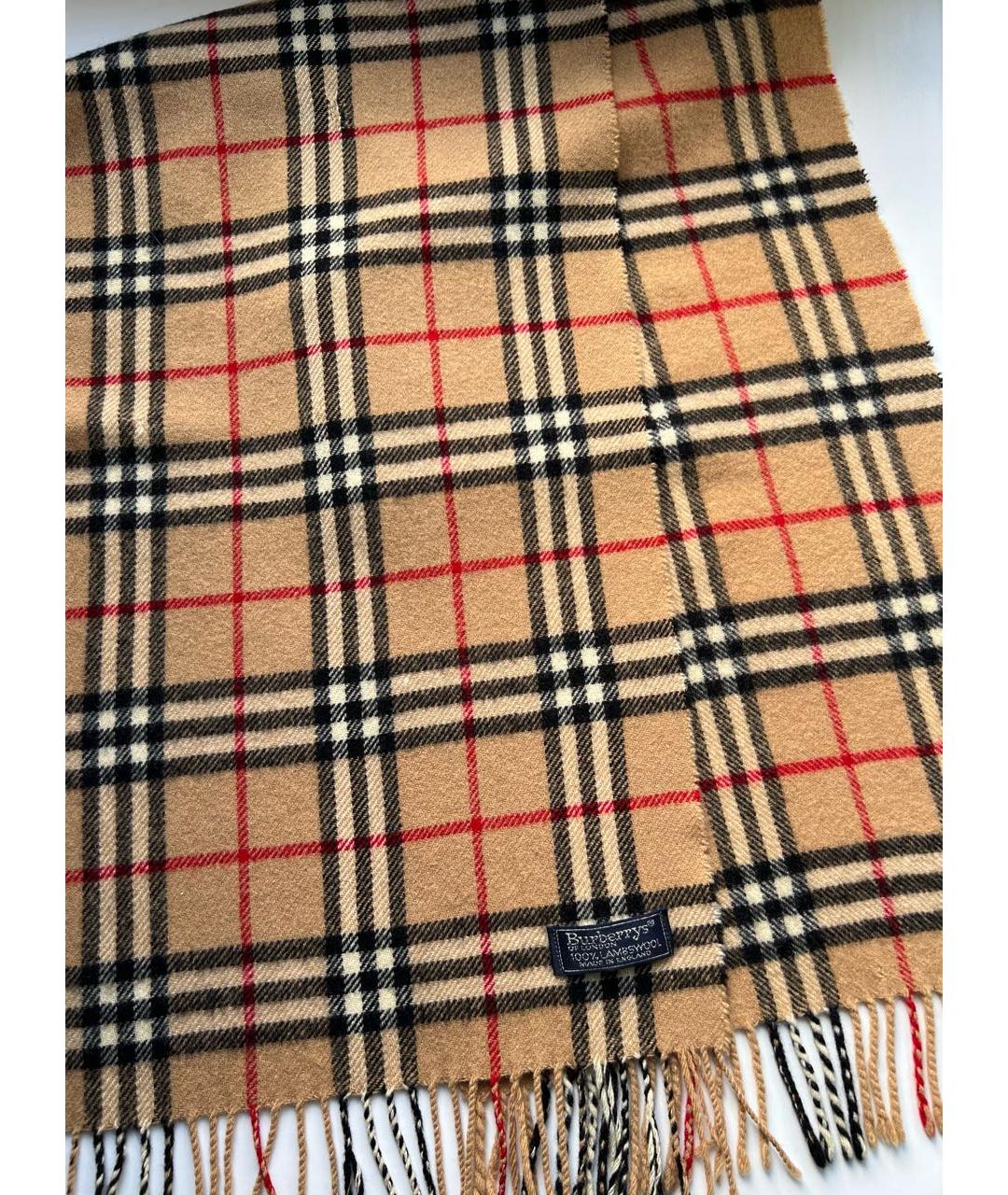 BURBERRY Коричневый шерстяной шарф, фото 2